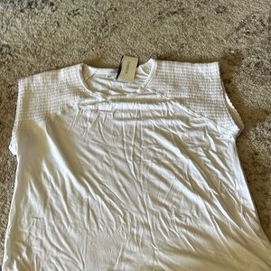 evereve white ruffled shirt